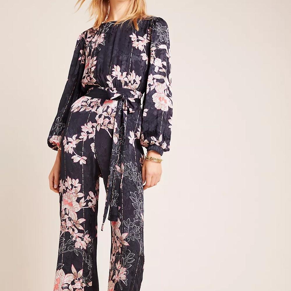 Anthropologie Audria Jacquard Jumpsuit